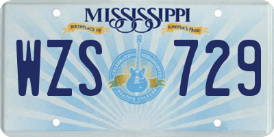 MS license plate WZS729