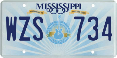 MS license plate WZS734