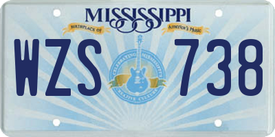MS license plate WZS738