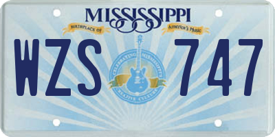 MS license plate WZS747