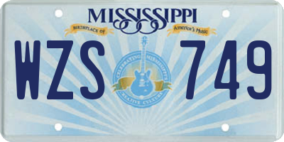 MS license plate WZS749