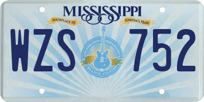 MS license plate WZS752