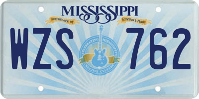 MS license plate WZS762