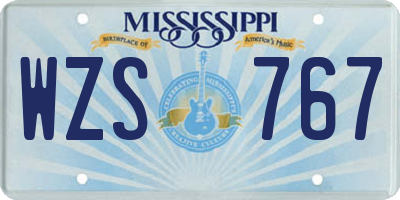 MS license plate WZS767