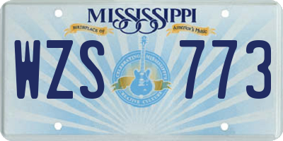 MS license plate WZS773