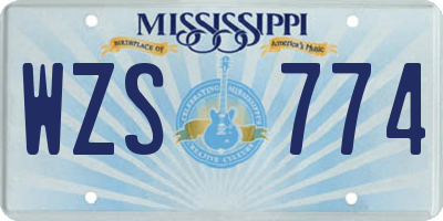 MS license plate WZS774