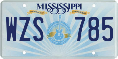 MS license plate WZS785