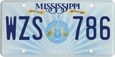 MS license plate WZS786