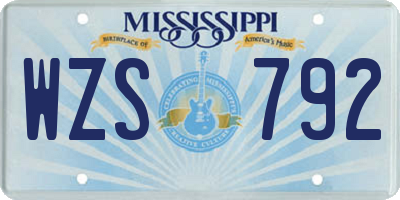 MS license plate WZS792