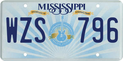 MS license plate WZS796