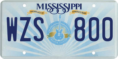 MS license plate WZS800