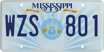 MS license plate WZS801