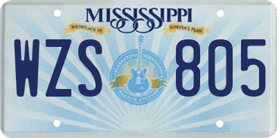 MS license plate WZS805