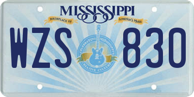 MS license plate WZS830