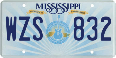 MS license plate WZS832