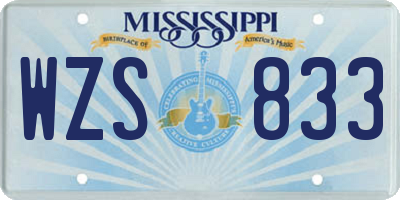 MS license plate WZS833