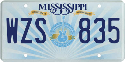 MS license plate WZS835