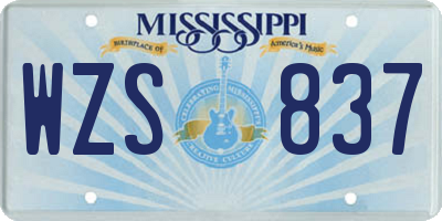 MS license plate WZS837