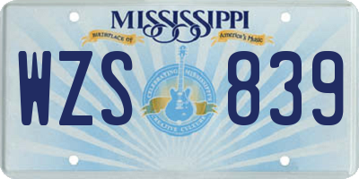 MS license plate WZS839