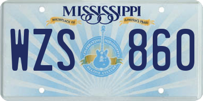 MS license plate WZS860