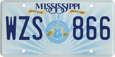 MS license plate WZS866