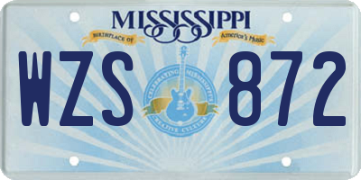 MS license plate WZS872