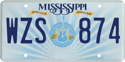 MS license plate WZS874