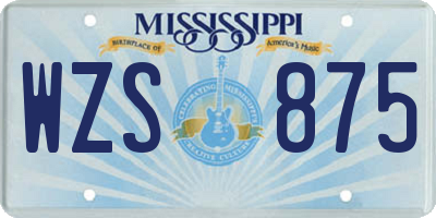 MS license plate WZS875