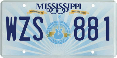 MS license plate WZS881