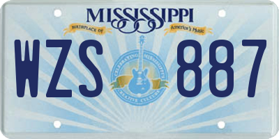 MS license plate WZS887