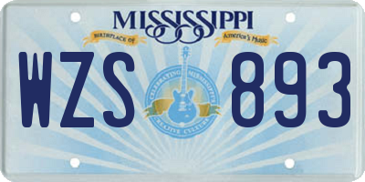 MS license plate WZS893
