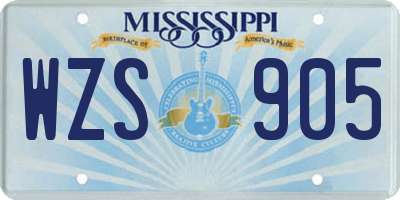 MS license plate WZS905