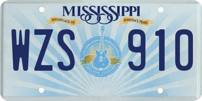 MS license plate WZS910