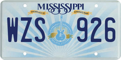 MS license plate WZS926
