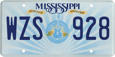 MS license plate WZS928