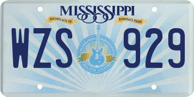 MS license plate WZS929