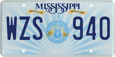 MS license plate WZS940