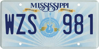 MS license plate WZS981