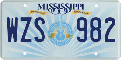 MS license plate WZS982