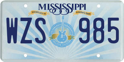 MS license plate WZS985