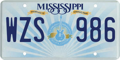 MS license plate WZS986