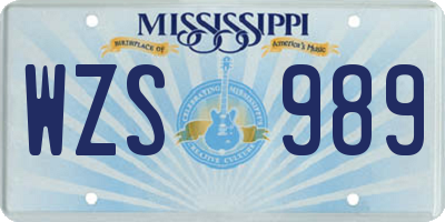 MS license plate WZS989
