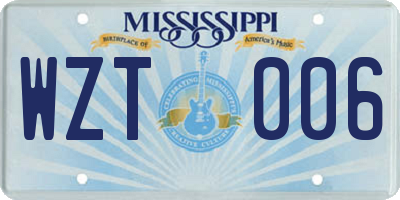 MS license plate WZT006