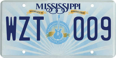 MS license plate WZT009