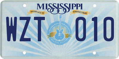 MS license plate WZT010