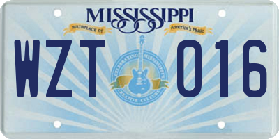 MS license plate WZT016