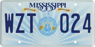MS license plate WZT024