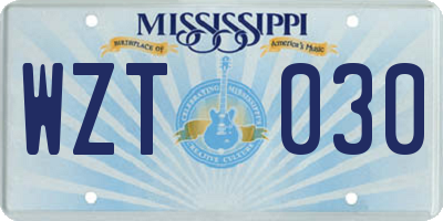 MS license plate WZT030