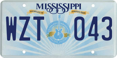 MS license plate WZT043