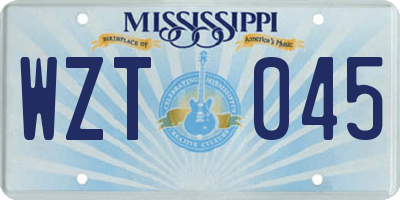 MS license plate WZT045